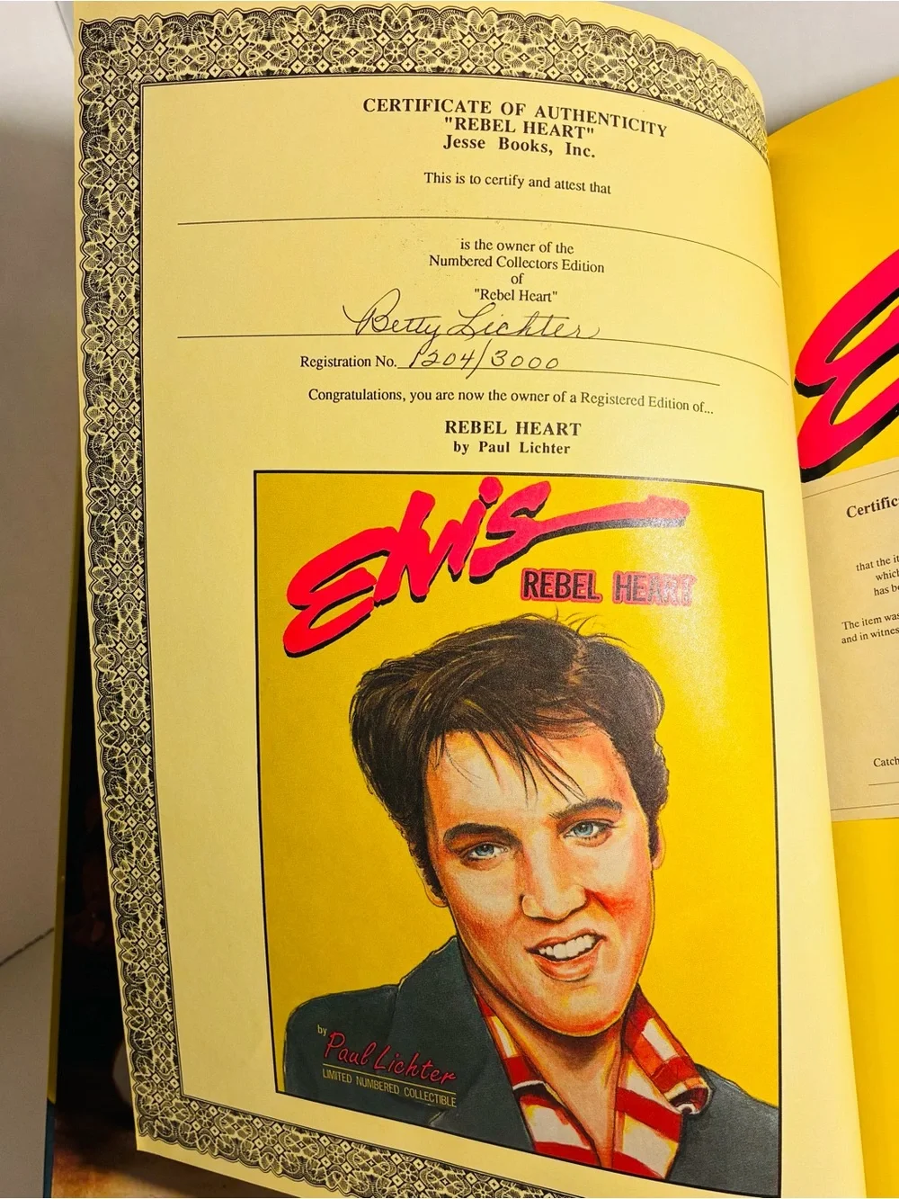 Rare Autographed Elvis Rebel Heart by Paul Lichter Limited Edition Book